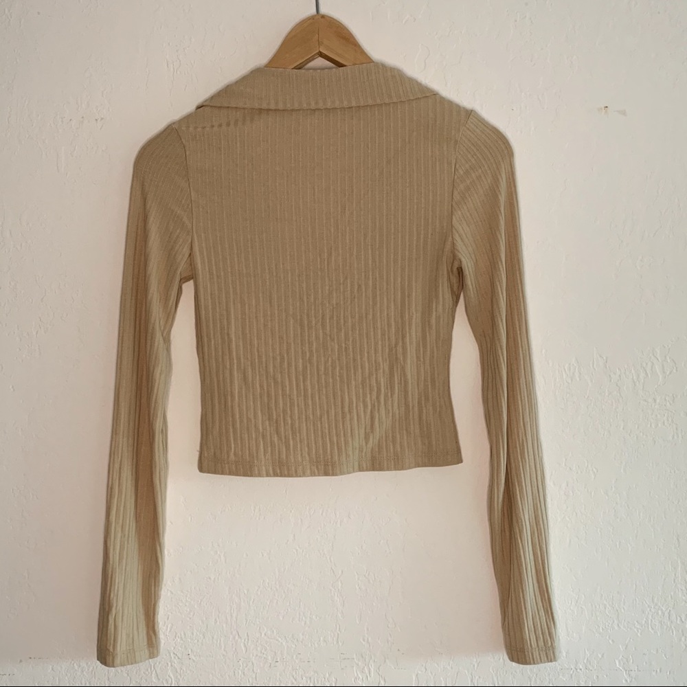 SOLD: Glassons Long Sleeve Ribbed Polo Top - Picture 3 of 4